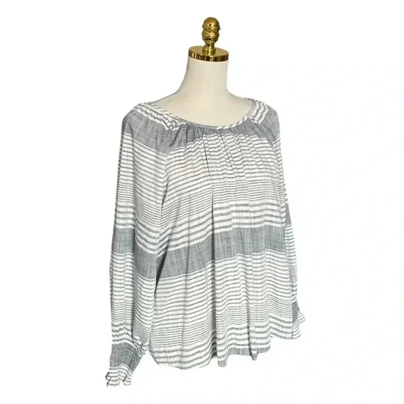 TOMMY BAHAMA | Lucia Grey and White Striped Top Size S - Picture 5 of 9
